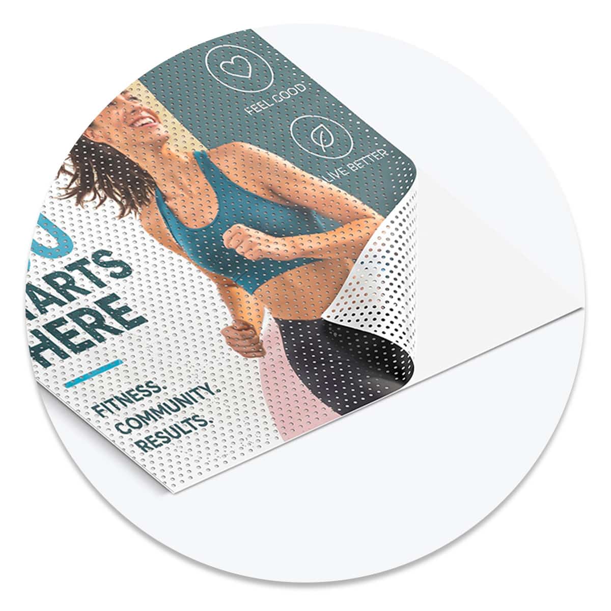 peforated window decals zoomed circle