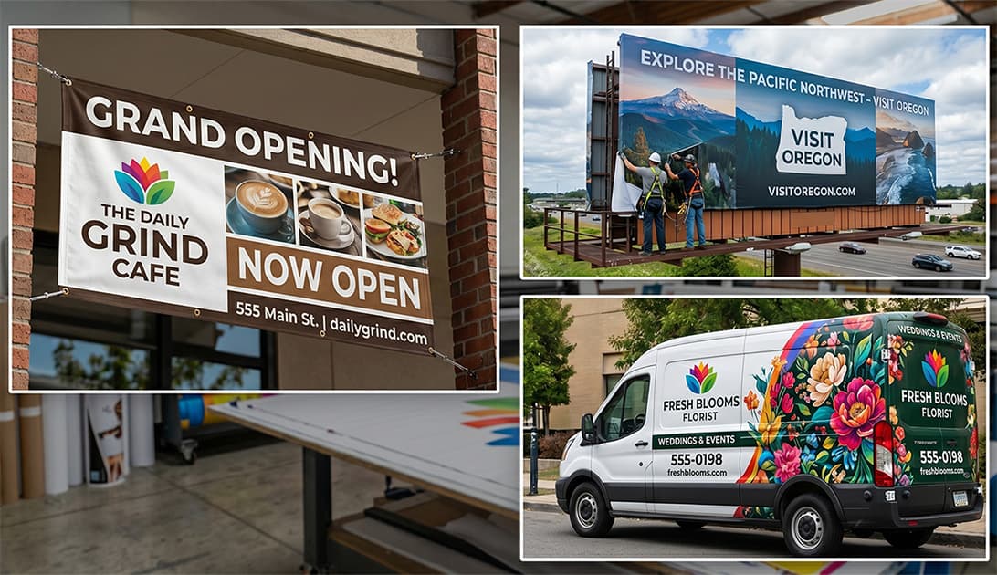 banner billboard and vehicle wrap images of business graphics