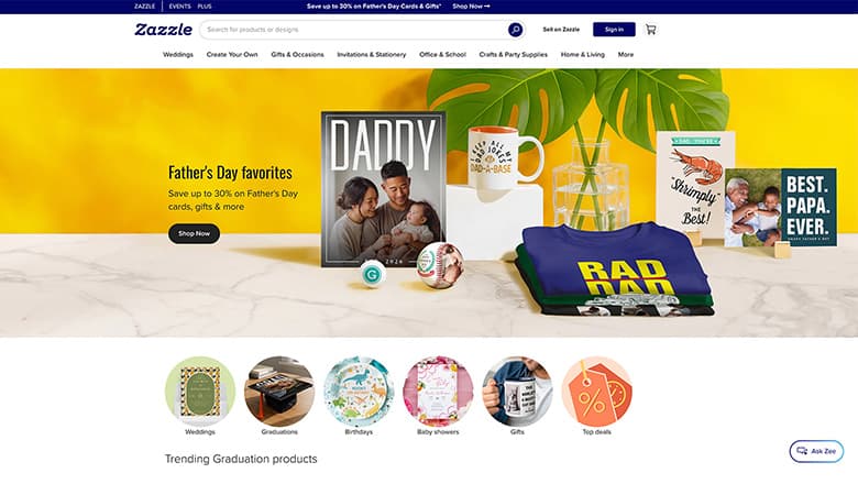zazzle home page