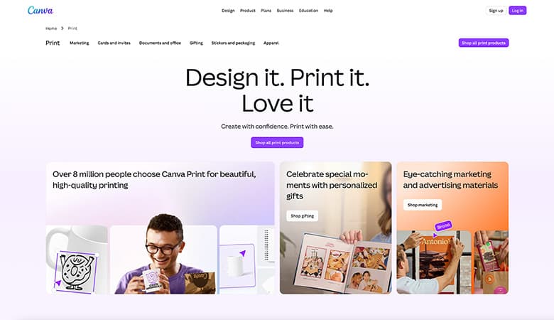 canva print home page