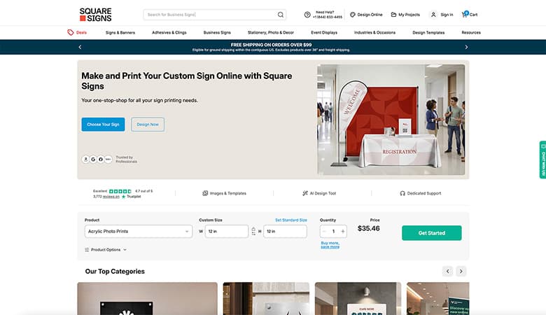 square signs home page