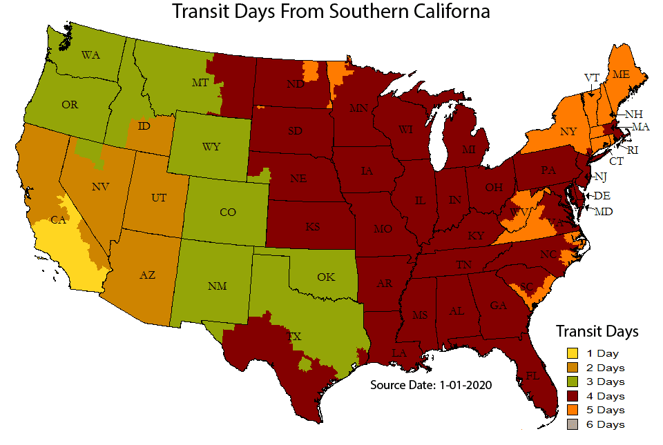 UPS transit map from California