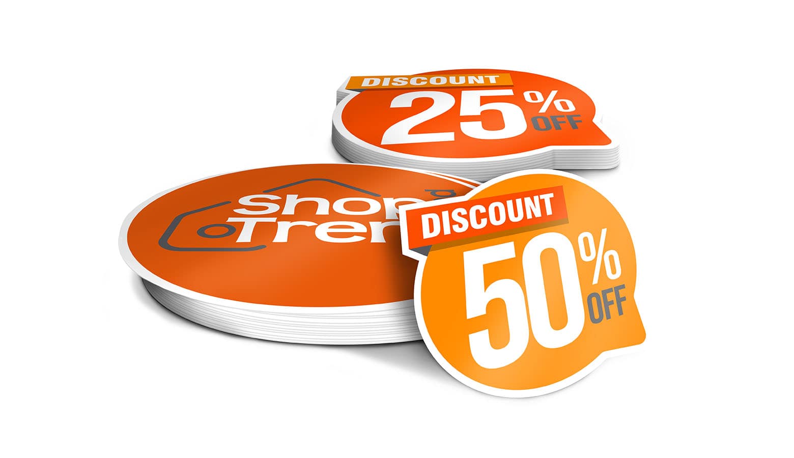 Stack of orange discount 50% off decals