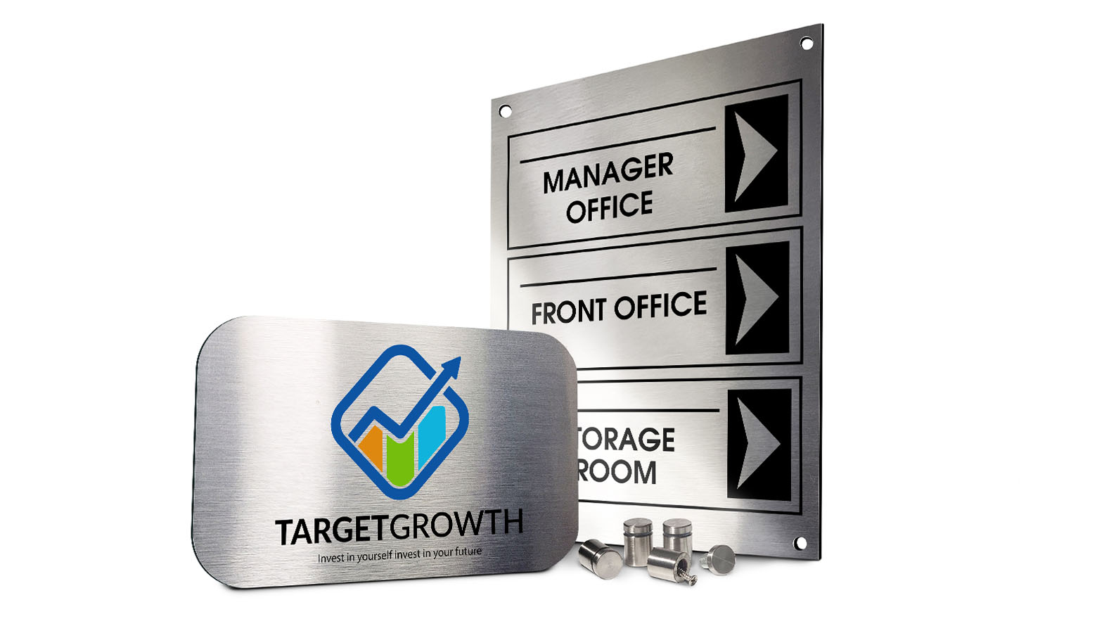 Brushed aluminum signs gallery image 1