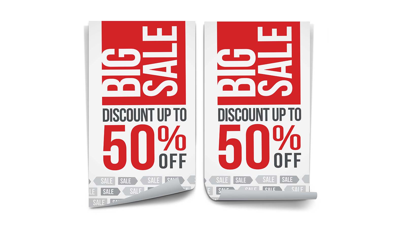 two white big sale stop light posters