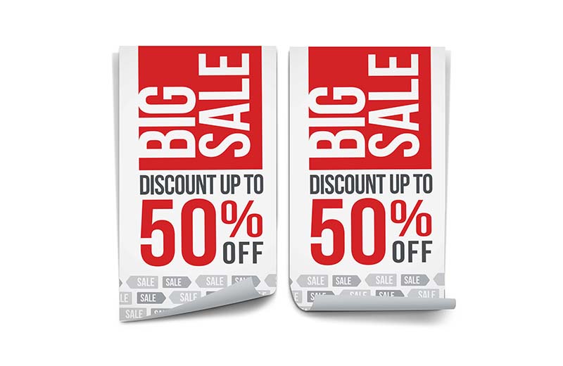 two discounts up to 50% off posters