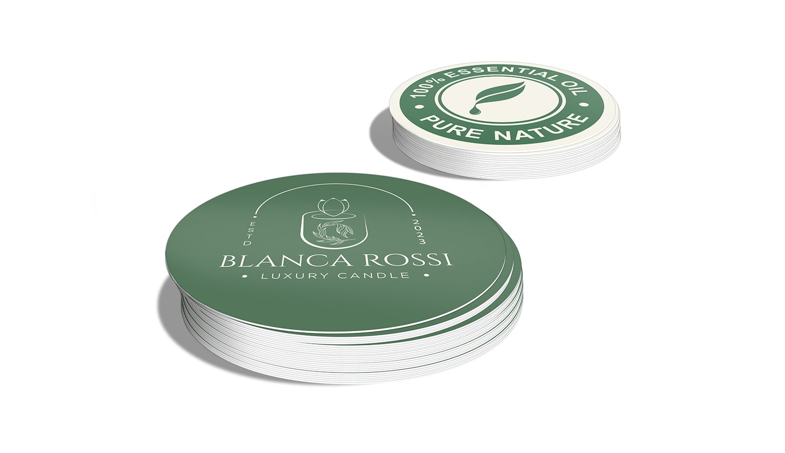 Stack of two round sticker designs