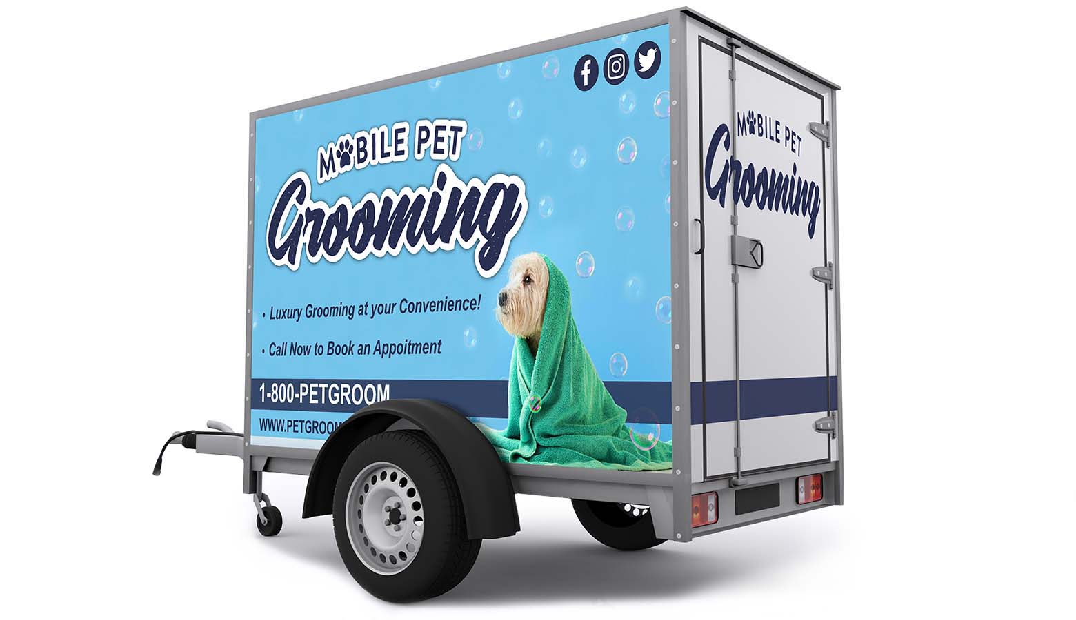 Mobile pet grooming trail decals