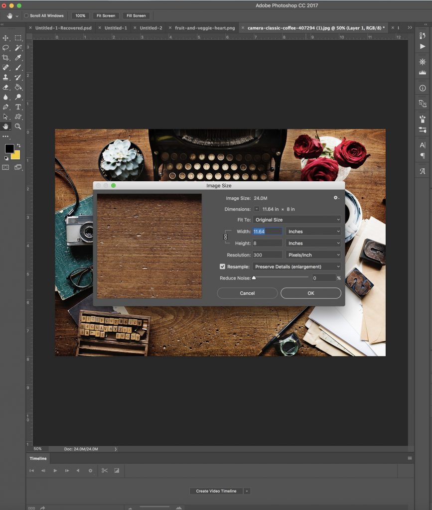 how to increase dpi of an image in photoshop screenshot