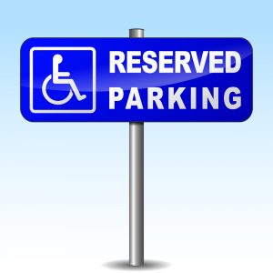 blue white disabled parking sign