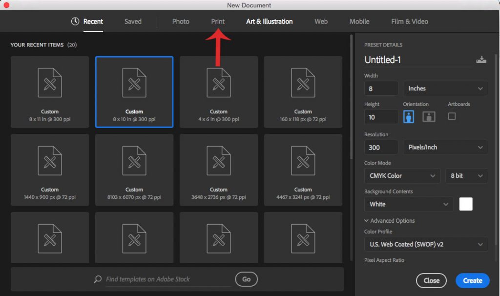 Adobe Set up bleed in photoshop screenshot