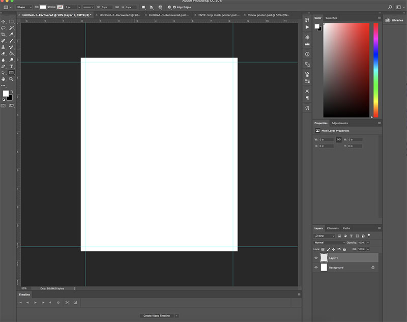 document set up with full bleed in photoshop