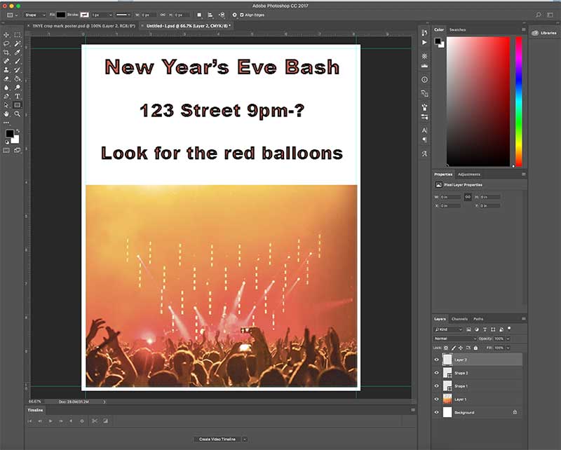 screen shot of full bleed in photoshop
