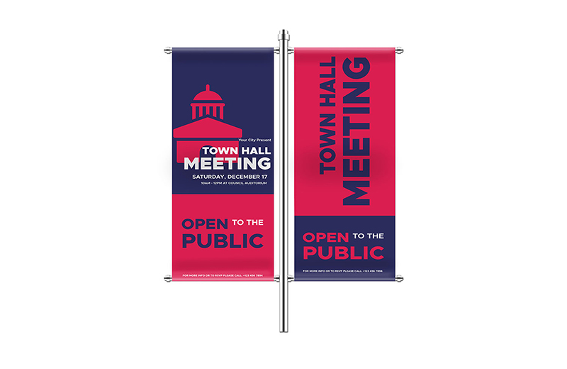 Town hall meeting open to the public pole banner