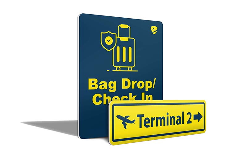 Bag drop and Terminal Sintra way finding signs