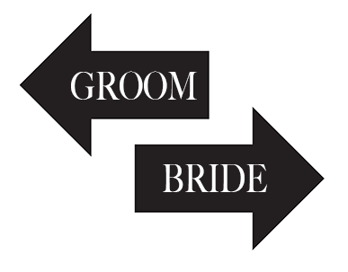 groom bride sign