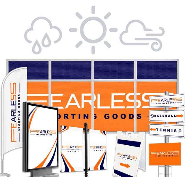 Collage of outdoor sign products