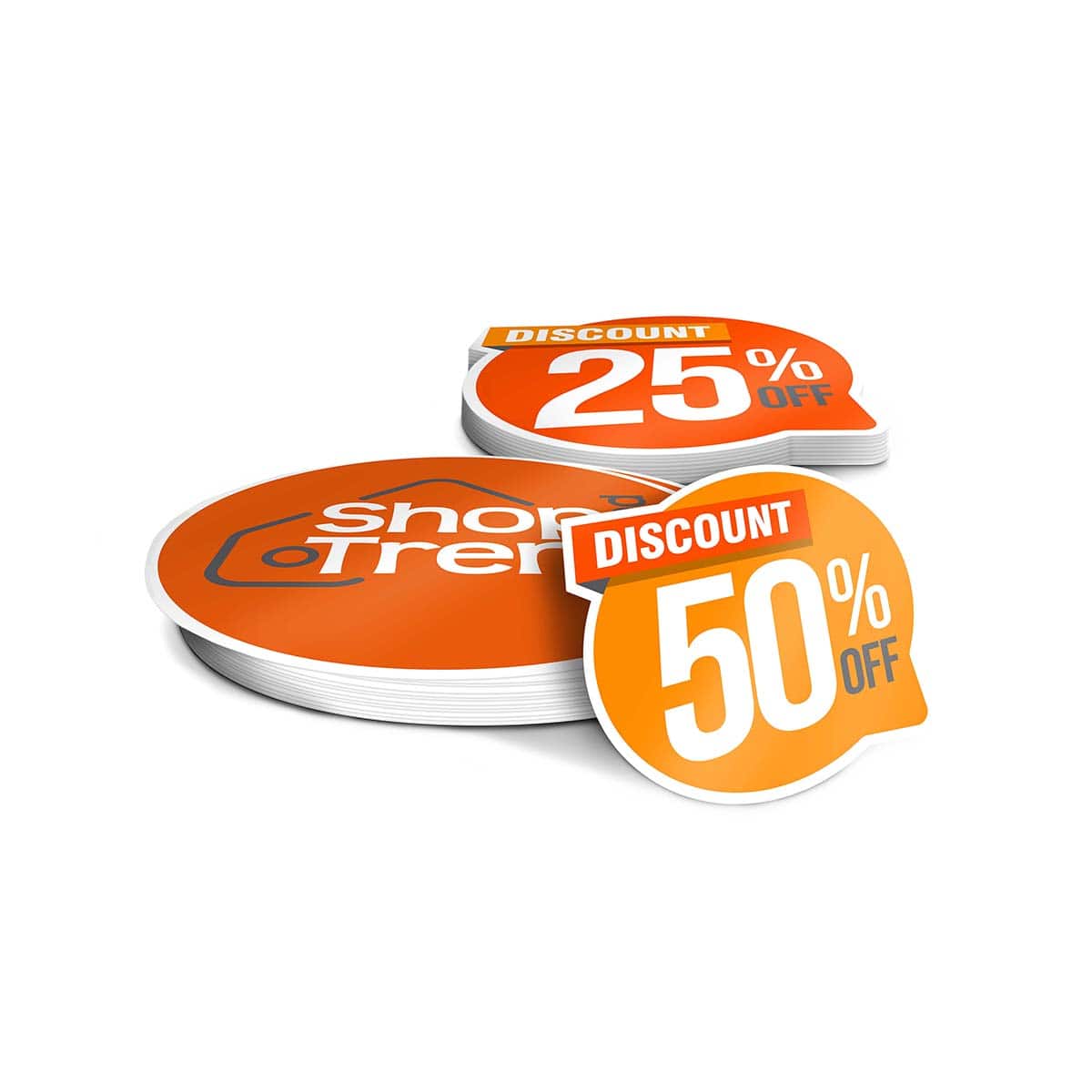 three stacks of orange removable decals