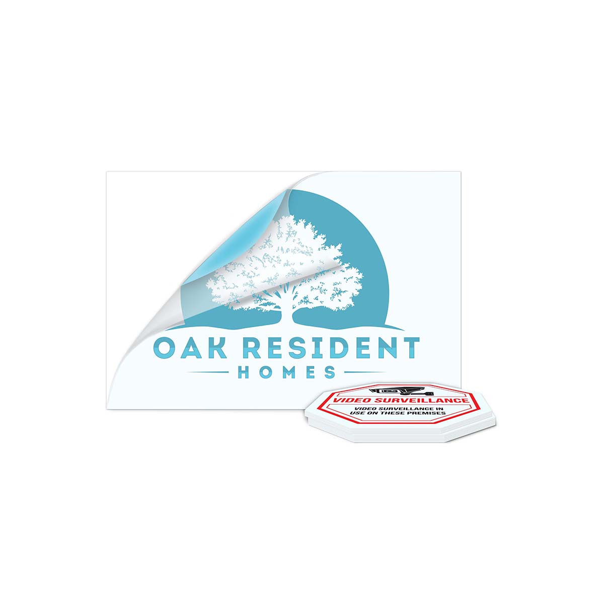 Oak Resident home parking pass printed on clear window decals